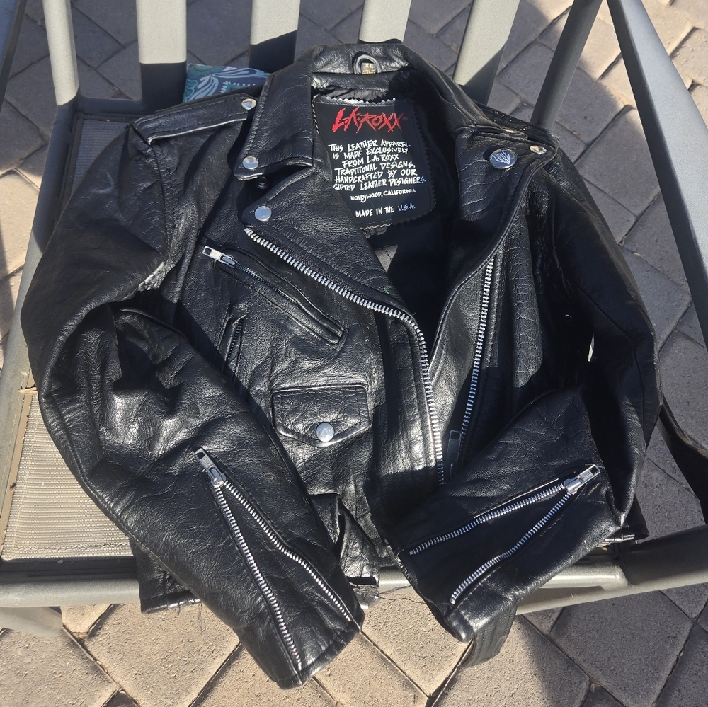 Black Leather Jacket with Silver Zippers